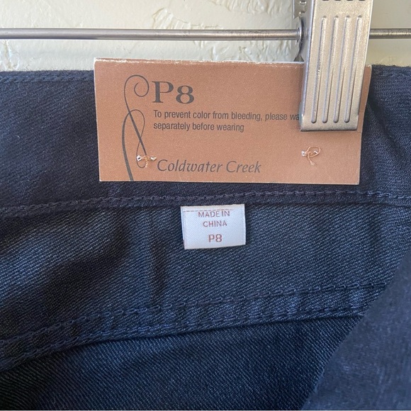 Coldwater Creek Gingham Cuff Crop Jeans in black plaid - Picture 6 of 7